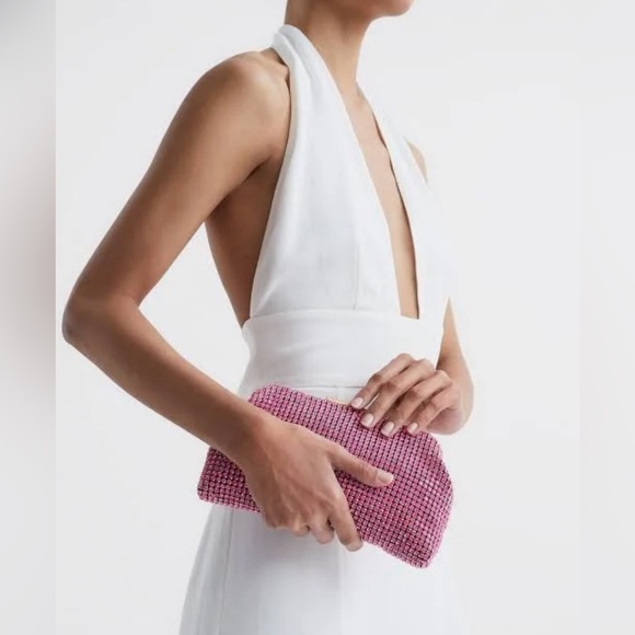 Reiss London Adaline Embellished Clutch NWT in Rose - Picture 3 of 6